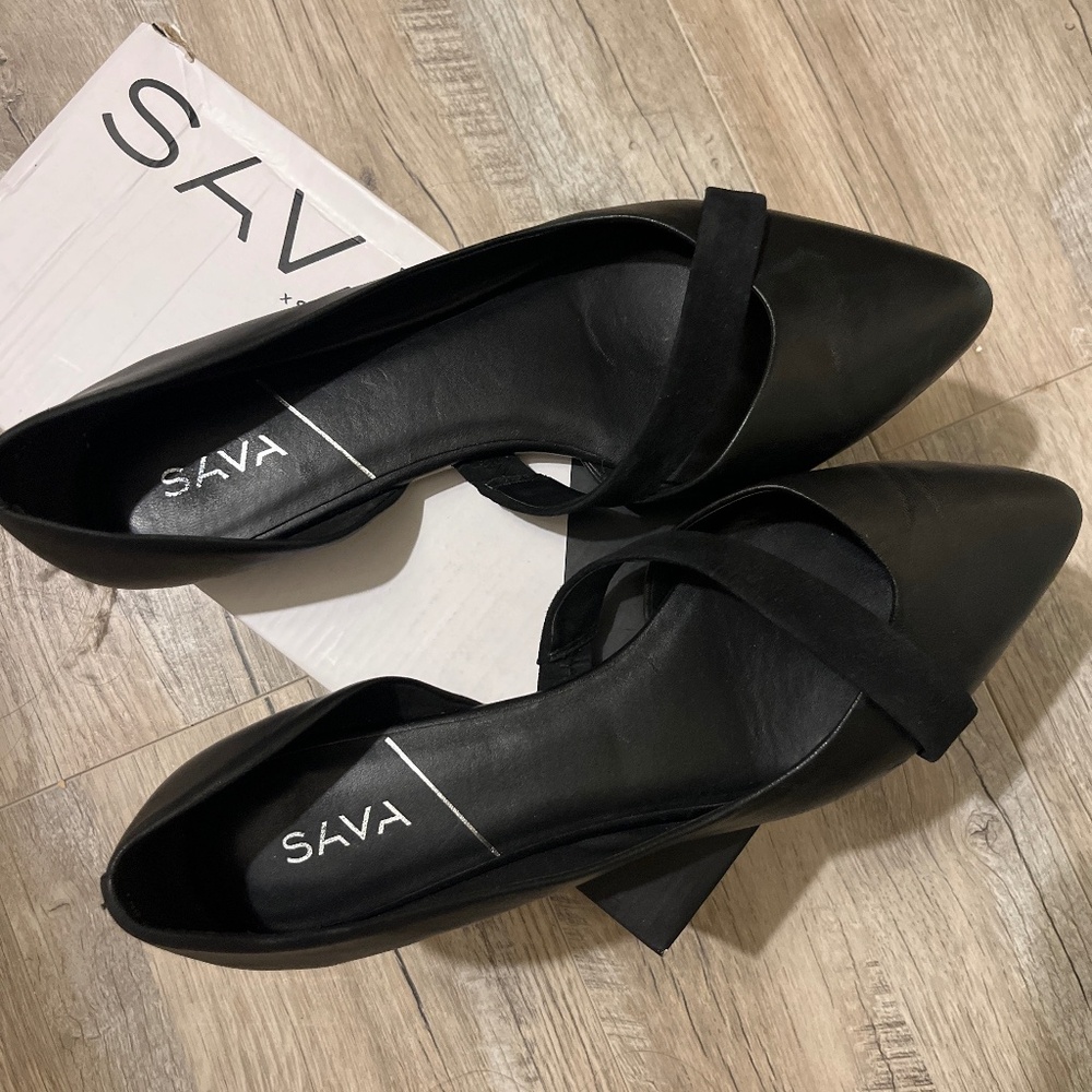 Sava Softwalk Lennox D’orsay Black Leather Flats